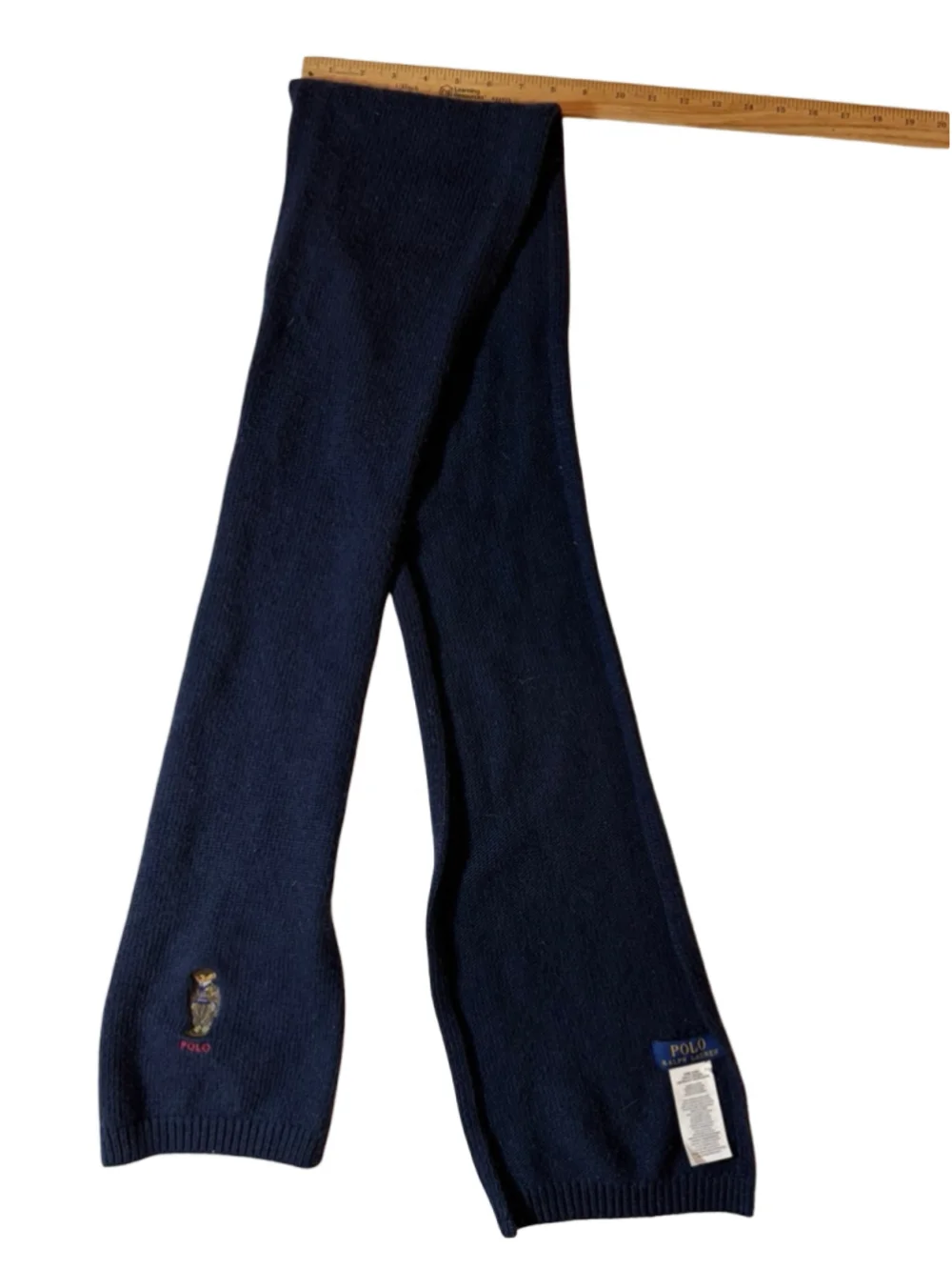 Polo Ralph Lauren Polo Bear Navy Knit Scarf One Size Preppy Winter Logo